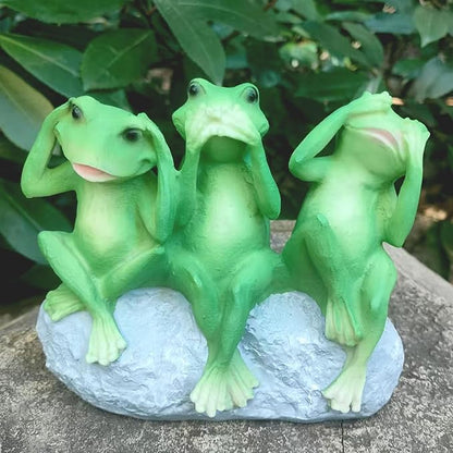 Tirifer 3 Cute Frog Statue Garden Decor, See Speak Hear No Evil Green Frog Figurine Outdoor Yard Decoration Garden Accessories for Patio, Balcony, Porch, Art Lawn Ornaments
