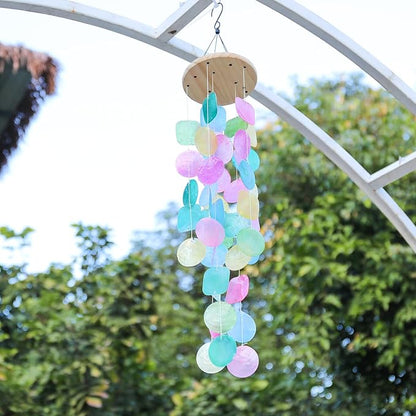 MUMTOP Shell Wind Chimes for Outside Clearance, Tropical Colorful Capiz Shell Wind Chime for Patio,Indoor,Outdoor,Garden,Yard,Coastal,Beach Decor or Gifts for Women,Girl