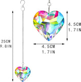 H&D HYALINE & DORA 50mm Geometry Crystal Heart Sun Catcher Prisms Hanging Suncatchers with Glass Prism Rainbow Maker for Windows, Balcony, Kitchen, Garden Decor (AB,3 Pack)