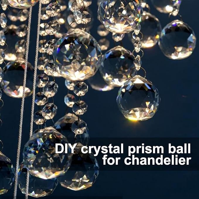 20pcs DIY Crystal Prism Suncatcher for Windows Hanging, 20mm Clear Glass Crystal Sun Catcher Beads Pendants Maker Balls for Indoor Outdoor Garden Feng Shui Home Decor Blue