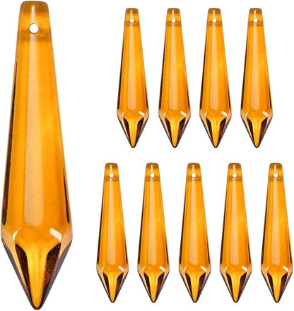 M METERXITY 10-Pack Crystal Icicle Prisms, 53mm/2.09 Inch Chandelier Pendant Maker Hanging Crystals Chandelier Prisms for Home/Windows/Garden/DIY Decoration[Brown]