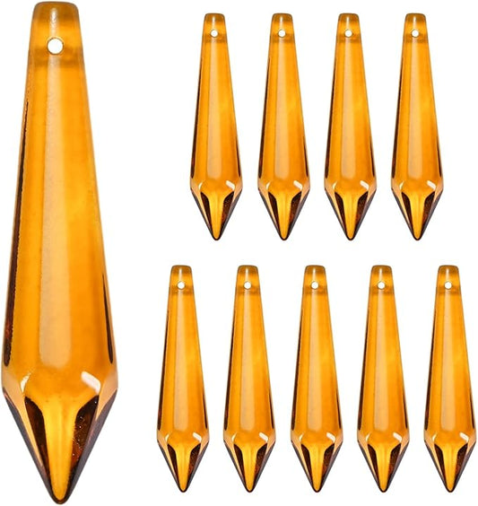 M METERXITY 10-Pack Crystal Icicle Prisms, 53mm/2.09 Inch Chandelier Pendant Maker Hanging Crystals Chandelier Prisms for Home/Windows/Garden/DIY Decoration[Brown]