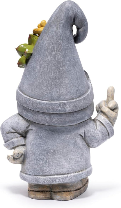basen Funny Garden Gnome Statue, Resin Outdoor Lawn Yard Decor, Cool Sunglasses Gnome Figurine with Succulent Hat Accent, Weatherproof Patio Porch Backyard Decoration, Unique Gift Idea