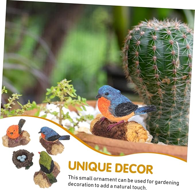 Cabilock 1Set Resin Bird Sculpture Birds Nest Outdoor Garden Decor for Patio Balcony Weather Resistant Park Ornament