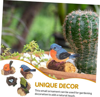 Cabilock 1Set Resin Bird Sculpture Birds Nest Outdoor Garden Decor for Patio Balcony Weather Resistant Park Ornament