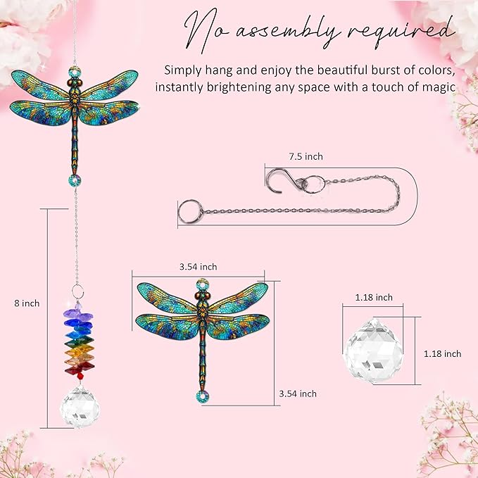 1 Layered Ornament Suncatcher - Dragonfly Gifts - Dragonflies Decor - Dragonfly Keepsake - Rainbow Maker - Hanging Home Decor Mother's Day Father's Day Christmas Birthday Gifts for Women, Men
