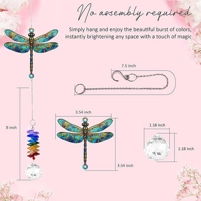 1 Layered Ornament Suncatcher - Dragonfly Gifts - Dragonflies Decor - Dragonfly Keepsake - Rainbow Maker - Hanging Home Decor Mother's Day Father's Day Christmas Birthday Gifts for Women, Men