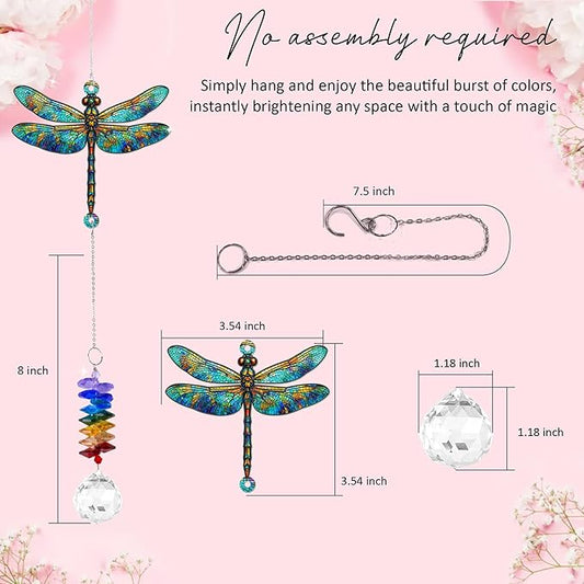 1 Layered Ornament Suncatcher - Dragonfly Gifts - Dragonflies Decor - Dragonfly Keepsake - Rainbow Maker - Hanging Home Decor Mother's Day Father's Day Christmas Birthday Gifts for Women, Men