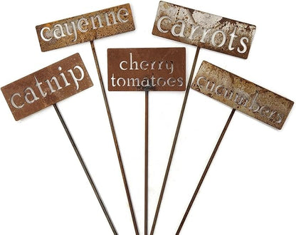 Classic Metal Garden Markers 19 Inches Tall (catnip, Naturally Rusted)