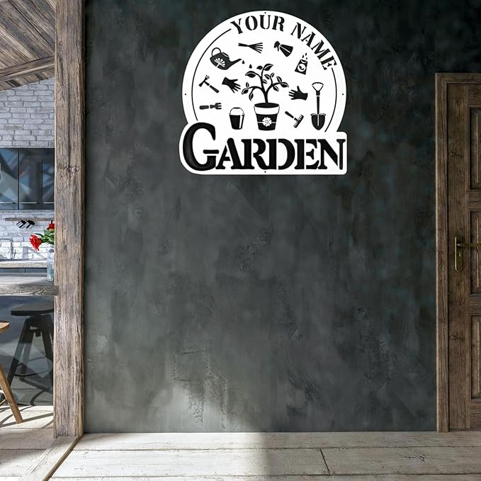CFC0121326 Personalized Metal Garden Sign, Custom Plaque for Women, Mom, Grandma - Rustic Decoration for She Shed, Potting Shed