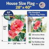 Caroline's Treasures Alabama Camellia in Watercolor House Flag Large Porch Sleeve Pole Decorative Outside Yard Banner Artwork Wall Hanging, Polyester, House Size, Multicolor