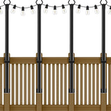 NUERPO 4 Pack String Light Poles,5Ft Metal Poles for Outdoor String Lights,Outdoor Light Poles with Post,Poles/Stand for Outside,Patio,Deck,Backyard,Garden Wedding,Party
