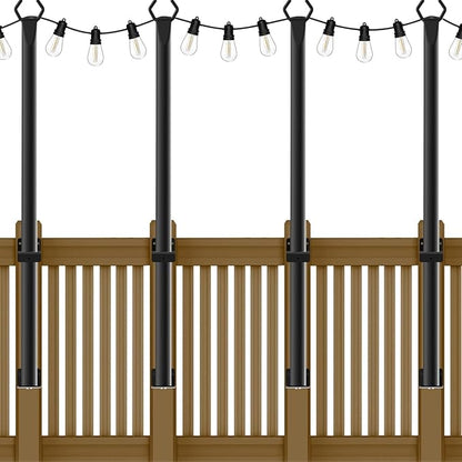 NUERPO 4 Pack String Light Poles,5Ft Metal Poles for Outdoor String Lights,Outdoor Light Poles with Post,Poles/Stand for Outside,Patio,Deck,Backyard,Garden Wedding,Party