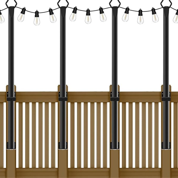 NUERPO 4 Pack String Light Poles,5Ft Metal Poles for Outdoor String Lights,Outdoor Light Poles with Post,Poles/Stand for Outside,Patio,Deck,Backyard,Garden Wedding,Party