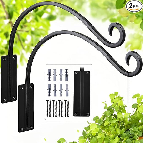 16 Inch 2 Pack Plant Hangers Outdoor,Plant Hanging Hook Bracket for Bird Feeder Hanger,Hanging Plant Hooks for Outside Baskets Lanterns Wind Chimes Outdoor Indoor