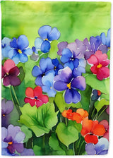Caroline's Treasures Illinois Violet in Watercolor Garden Flag Mailbox Flag Decorative Yard Flag Banner Outside Patio Artwork Yard Flower Beds, Garden Size, Multicolor