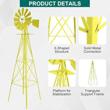 VINGLI 8FT Ornamental Windmill Backyard Garden Decoration Weather Vane, Heavy Duty Metal Wind Mill w/ 4 Legs Design,Yellow