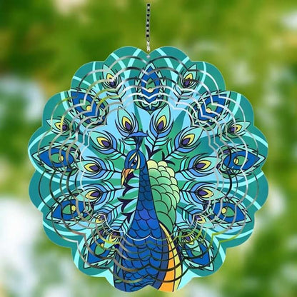 Metal Wind Spinners Outdoor Hanging Wind Spinner for Yard and Garden Decor for Outside,12In 3D Stainless Steel Peacock Wind Chime Christmas of Gifts for Women Mom