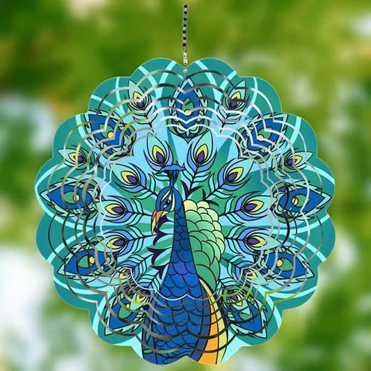 Metal Wind Spinners Outdoor Hanging Wind Spinner for Yard and Garden Decor for Outside,12In 3D Stainless Steel Peacock Wind Chime Christmas of Gifts for Women Mom