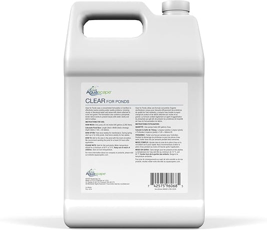 Aquascape Clear Water Treatment for Koi and Fish Ponds, Blend of Clarifiers to Clear Cloudy or Discolored Water and Reduce Debris, 1 Gallon / 3.78 L | 96068