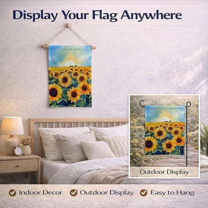 Caroline's Treasures Kansas Sunflowers in Watercolor Garden Flag Mailbox Flag Decorative Yard Flag Banner Outside Patio Artwork Yard Flower Beds, Garden Size, Multicolor