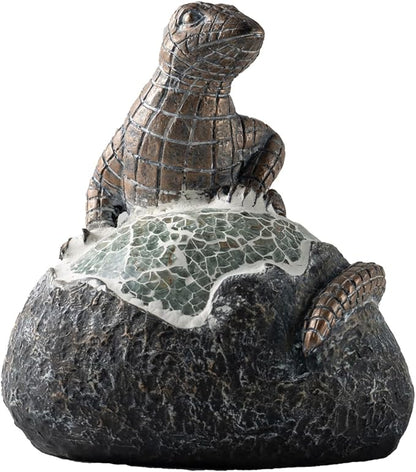 Rezpuao Solar Garden Outdoor Statues Lizard with LED Lights - Lawn Decor Lizard Statue for Patio, Balcony, Yard Ornament - Unique Housewarming Gifts