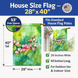 Caroline's Treasures Virginia American Dogwood in Watercolor House Flag Large Porch Sleeve Pole Decorative Outside Yard Banner Artwork Wall Hanging, Polyester, House Size, Multicolor