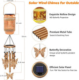 2 Pack Butterfly Solar Wind Chimes for Outside, Gifts for Mothers Day Mom Women Grandma Birthday Memorial Teacher, 32" Windchimes Outdoor Decor Hanging Solar Lantern for Garden Porch Patio Backyard