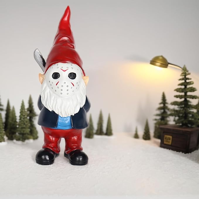 Garden Gnome Statue, Gothic Decor, Horror Gnomes Spooky Collectible for Halloween Outdoor Decorations