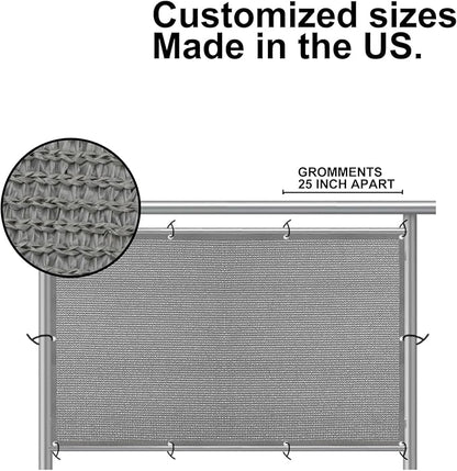 Eden's Decor Balcony Privacy Screen Grey 2'6"x 23' Cover Mesh Windscreen Weather-Resistant UV Protection for Backyard Deck, Patio, Balcony, Pool, Porch, Fence, Railing, Gardening