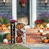 Fall Football Welcome Garden Flags 12x18 Inch Vertical Double Sided, Pumpkin Autumn Sports Game Day Sign Thanksgiving Seasonal Yard Outside Decor DF330