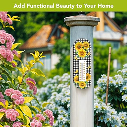 Briarwood Lane Checkered Sunflowers Metal Thermometer