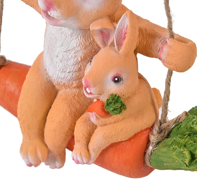 Gavigain Hanging Garden Pendant,Animal Model Rabbits Pattern Exquisitely Carved Romantic Feel Home Courtyard Decoration House Ornament