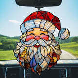 Santa Claus Acrylic Suncatcher Stained Glass Effect Window Car Hanging Christmas Ornament Indoor Outdoor Decor Garden Sun Catcher Panel for Christmas Lover for Women Mom Grandma