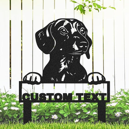 Custom Dachshund Dog Metal Garden Sign Decor for Outside | Personalized Dachshund Garden Stake Yard Sign | Customized Pet Dog House Decor Welcome Name Signs Lawn Decorations