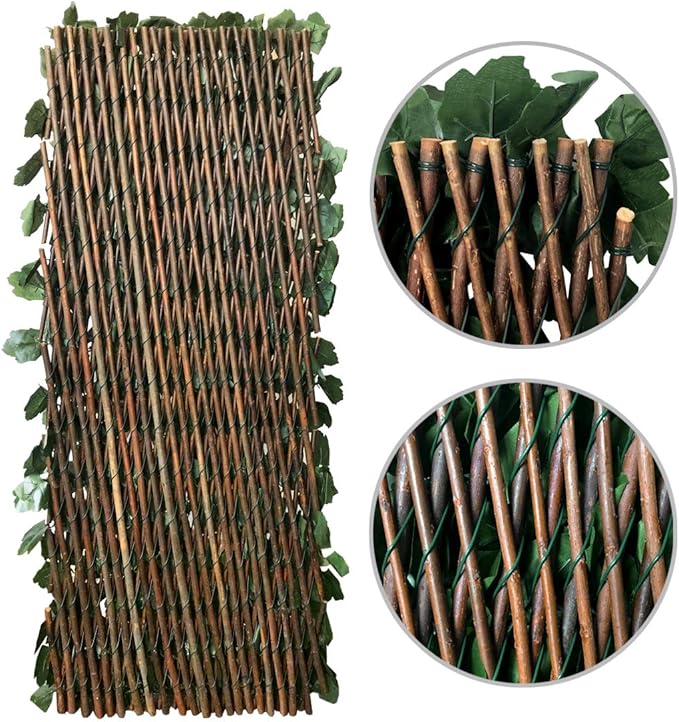 Expandable Fence Privacy Screen for Balcony Patio Outdoor,Decorative Faux Ivy Fencing Panel,Artificial Hedges (1,Ivy)…
