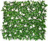 GLANT Expandable Fence Privacy Screen for Balcony Patio Outdoor,Decorative Faux Ivy Fencing Panel,Artificial Hedges (Single Sided Leaves) (1, Green-Flowers)