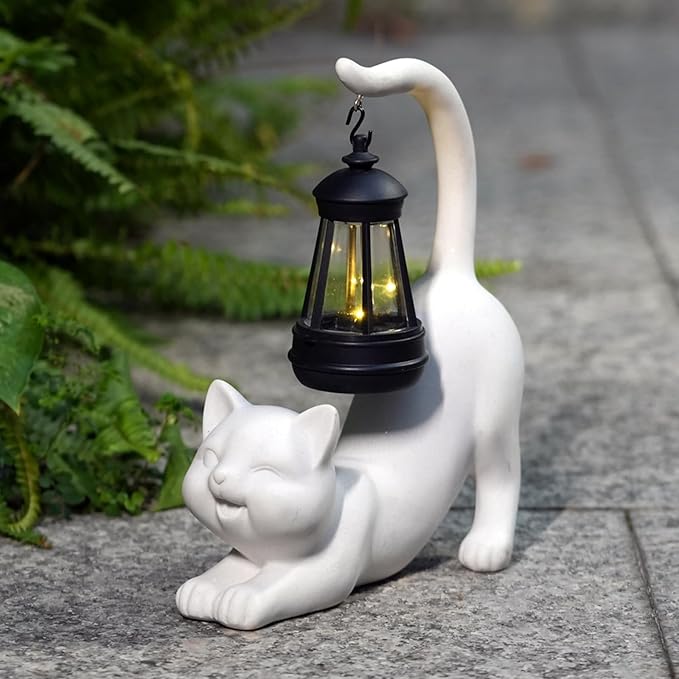 Elephant/Cat Sculpture Lantern Decor - Outdoor Lanterns&Indoor Statue Decorations for Garden,Yard,Porch,Home,Balcony - Gifts for Birthdays,Christmas,Children,Friends,Family,Mom,Women (W - Tail)