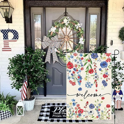 Baccessor 4th of July Patrioctic Garden Flag 12.5 x 18 Inch Double Sided God Bless America Memorial Day Floral Yard Flag Vertical Summer Seasonal Farmhouse Yard Outdoor Decoration