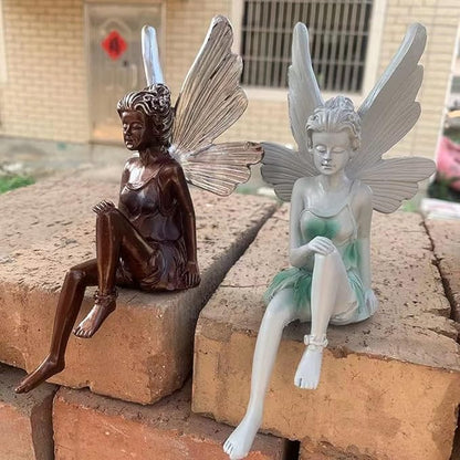 Angel Figurine Outdoor Garden Fairy Statue, 9 ''Garden Sculpture Resin Angel Craft Home Table Ornaments for Lawn Yard Art Porch Patio Decorations Christmas Housewarming Gift (White)