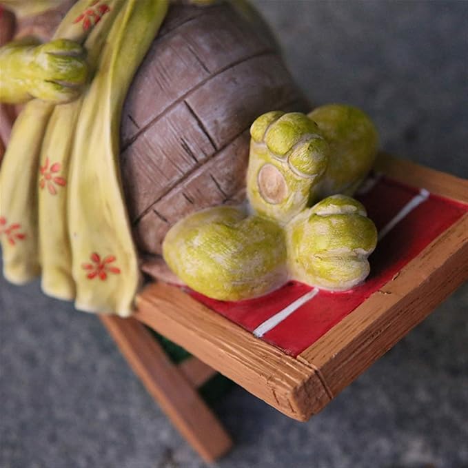 Garden Ornaments Outdoor Garden Animal Sculpture Creative Tortoise Leisure Chair Resin Statue Cute Animal Pastoral Decoration Home Ornament Crafts Garden Ornaments
