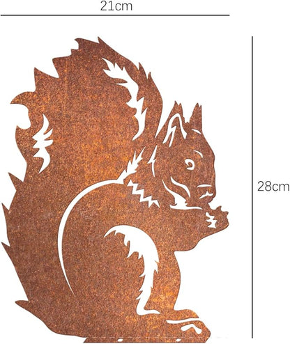 Rusty Squirrel Garden Ornament, Rusty Squirrel Silhouette to Screw in Wood, Metal Garden Decoration, Metal Garden Decor, Fence Topper, Gift Idea for Garden or Wildlife Loverent