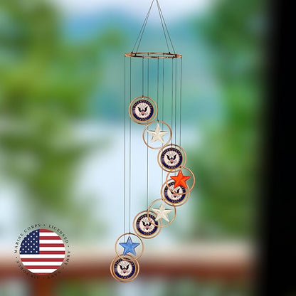 Red Carpet Studios Windchimes Patriotic Spiral Wind Chime Mobile, 23" Long, United States Navy
