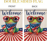 Spring Summer Garden Flag 12x18 Inch Patriotic Highland Cow American Flag Floral Farm Animal Design Outdoor Yard Porch Lawn for Seasonal Farmhouse Country Home Decor