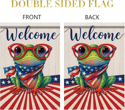 Spring Summer Garden Flag 12x18 Inch Patriotic Highland Cow American Flag Floral Farm Animal Design Outdoor Yard Porch Lawn for Seasonal Farmhouse Country Home Decor
