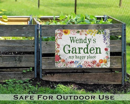 Customize Metal Signs with Name Garden Sign Personalized Waterproof Vintage Decorative Metal Print for Wall Decor Home Garden Ideas Gifts Made in USA