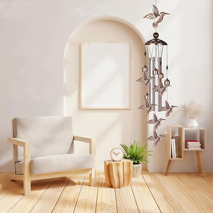 Hummingbird Wind Chimes for Outside,Metal Windchimes,Hummingbird Easter Gifts for Women/Men,Wind Chime Garden Decor Outdoor,Memorial/Housewarming/Birthday/Festival Gifts,Front Yard Decor