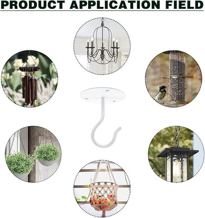 3 Pack Ceiling Hooks for Hanging Plants, Wall Mount Metal Heavy Duty Hooks Hangers for Bird Feeders, Planters, Lanterns, Wind Chimes, Indoor Decorations, White