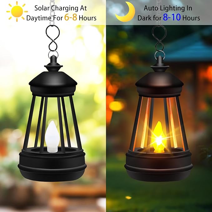 Mini Solar Lantern Lights Replacement for Outdoor Statue, Small Hanging Lantern Replacement, Waterproof Garden Decor Outdoor Lighting Decorative Lights for Yard Patio Lighting, Warm White, 2 Pack