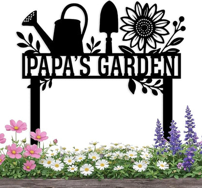 Personalized Metal Garden Sign, Garden Tools Design Sign with Stake, Garden Signs Decorative Outdoor, Front Yard Art, Gardening Decor, Custom Name Metal Stake, Lawn Art, Gift for Grandpa's Garden